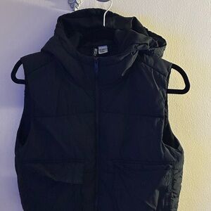 Black Hooded Puffer Vest